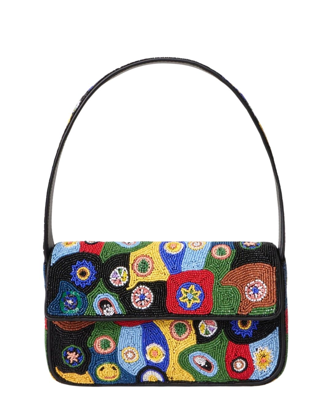 STAUD Tommy Beaded Bag in Black/Millefiori
