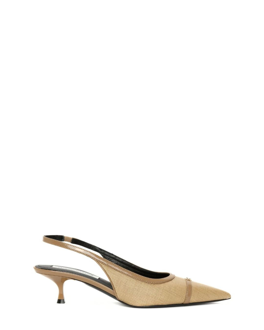 VICTORIA BECKHAM Rafia Slingback Kitten Heel in Light Beige