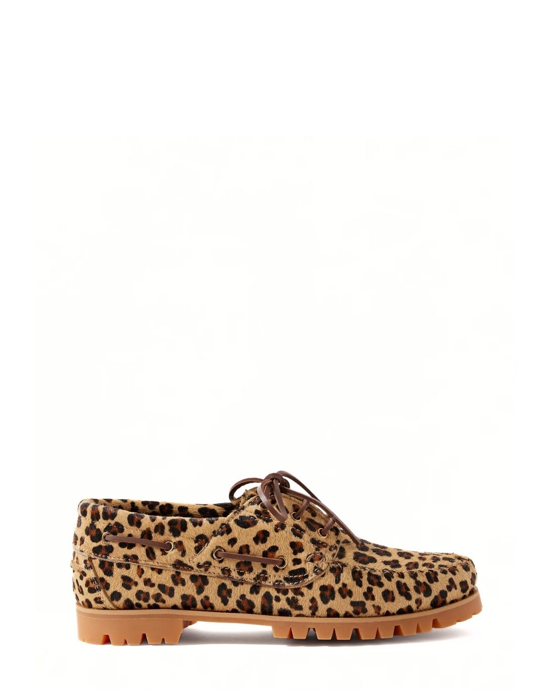 VINNY'S Aztec Leopard-Print Calf Hair Boat Shoes - Brown