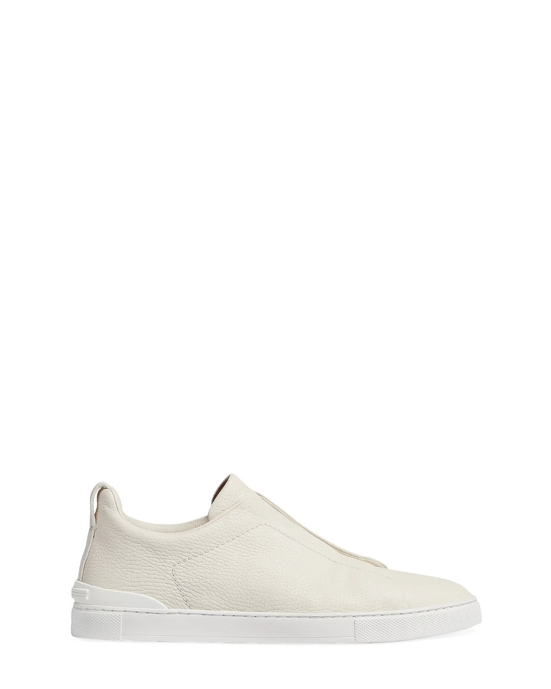 ZEGNA Deerskin Triple Stitch Sneakers - Off White